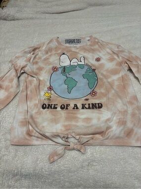 Peanuts 'One of a Kind' Snoopy Tie-Front Kids Shirt - Light Peach
